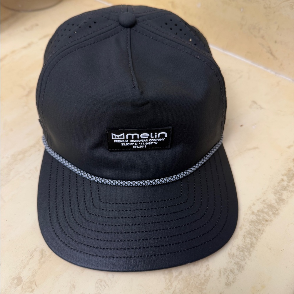 Melin Brand Black Hat with Adjustable Fit and Classic 5-Panel Style